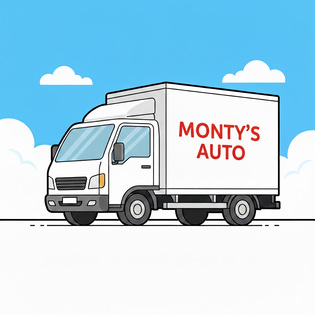 An image showcasing a delivery truck with the text "Same-Day Auto Parts Delivery" or "Greenville Parts Express" next to a collection of common car parts (like a battery, brake pads, and an oil filter), emphasizing fast, local delivery service.